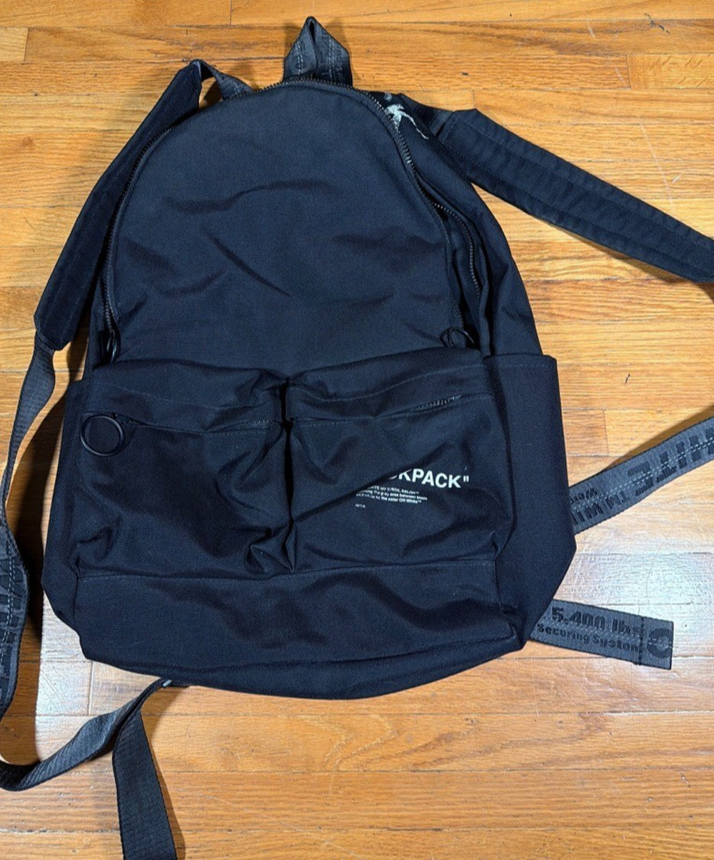 Off-White Quote “BACKPACK” Black Industrial Strap Backpack